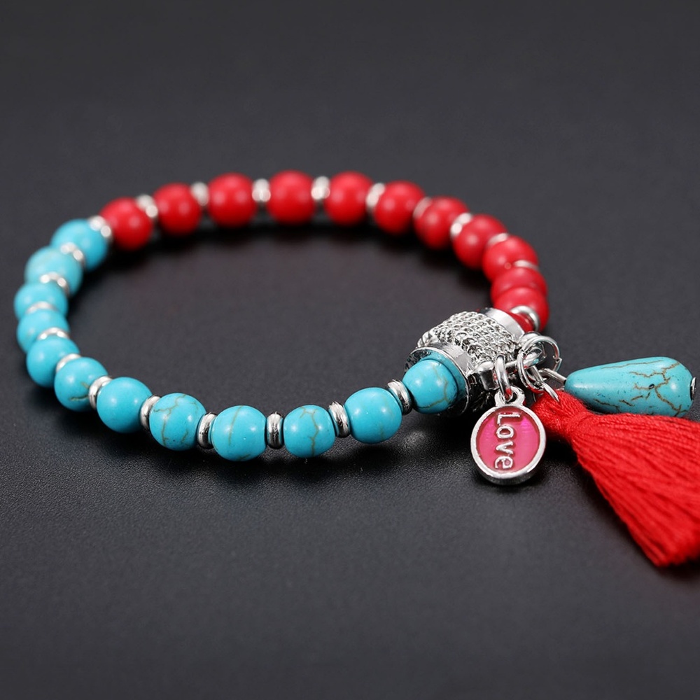 Multicolor Beaded Bracelet With Tassel - Picture 3 of 3